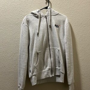 Superdry Men's Light Gray Zip-Up Sweater